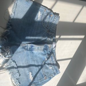 Blue Zara jean shorts.